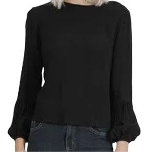 Vertigo Paris Chiffon Crewneck Bubble Sleeve Blouse Color Black Size M NWT